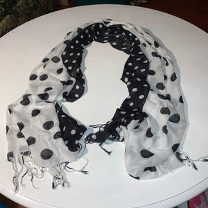 Women's Unbranded Polka Dot Scarf One Size Black White